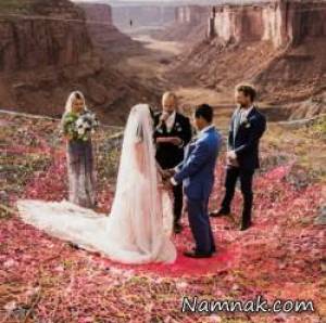 عروسی ترسناک زوج آمریکایی بین زمین و هوا ! + تصاویر