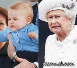 قیافه های شبیه و خنده دار ملکه و پرنس جورج + تصاویر