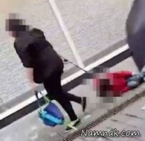 مادر بی رحم فرزندش را با قلاده کف خیابان می کشید + عکس
