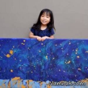دختر۵ ساله که حرفه ای کهکشان نقاشی می کند + تصاویر
